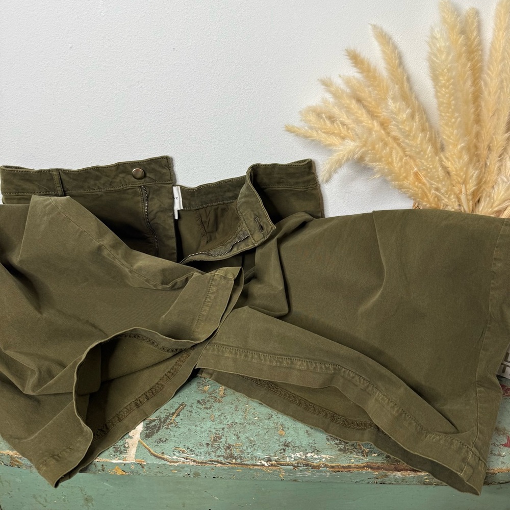 Anthropologie Maeve Oversized Wide-Leg Pleated Chino Pants in Moss Green Size 12 - Picture 15 of 16